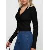imageREORIA Womens Trendy V Neck Open Front Lightweight Button Down Knit Cardigan Long Sleeve Cropped Sweaters Fall OutfitsBlack