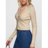 imageREORIA Womens Trendy V Neck Open Front Lightweight Button Down Knit Cardigan Long Sleeve Cropped Sweaters Fall OutfitsLight Apricot