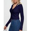 imageREORIA Womens Trendy V Neck Open Front Lightweight Button Down Knit Cardigan Long Sleeve Cropped Sweaters Fall OutfitsNavy Blue