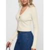 imageREORIA Womens Trendy V Neck Open Front Lightweight Button Down Knit Cardigan Long Sleeve Cropped Sweaters Fall OutfitsOffwhite