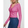 imageREORIA Womens Trendy V Neck Open Front Lightweight Button Down Knit Cardigan Long Sleeve Cropped Sweaters Fall OutfitsPink