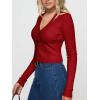 imageREORIA Womens Trendy V Neck Open Front Lightweight Button Down Knit Cardigan Long Sleeve Cropped Sweaters Fall OutfitsRed