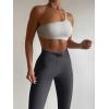 imageREORIA Workout Leggings for Women 25 Inches  High Waisted 78 Adjustable Drawstring Stretchy Yoga PantsDeep Grey