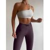 imageREORIA Workout Leggings for Women 25 Inches  High Waisted 78 Adjustable Drawstring Stretchy Yoga PantsDeep Purple