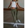 imageREORIA Workout Leggings for Women 25 Inches  High Waisted 78 Adjustable Drawstring Stretchy Yoga PantsGray Green