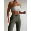 imageREORIA Workout Leggings for Women 25 Inches  High Waisted 78 Adjustable Drawstring Stretchy Yoga PantsGray Green