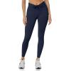 imageREORIA Workout Leggings for Women 25 Inches  High Waisted 78 Adjustable Drawstring Stretchy Yoga PantsNavy Blue