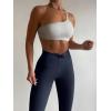 imageREORIA Workout Leggings for Women 25 Inches  High Waisted 78 Adjustable Drawstring Stretchy Yoga PantsNavy Blue