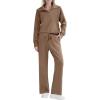 imageREORIA Women 2 Piece Outfits Fall Sweatsuit Oversized Sweatshirt Sweatpants Tracksuit Sweat Lounge Basic Matching Set 2024Coffee