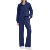 imageREORIA Women 2 Piece Outfits Fall Sweatsuit Oversized Sweatshirt Sweatpants Tracksuit Sweat Lounge Basic Matching Set 2024Dark Blue