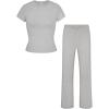 imageREORIA Womens 2 Piece Lounge Sets Short Sleeve Basic Tops Straight Leg Pants Comfy Casual Outfits TracksuitsLight Grey
