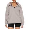 imageREORIA Womens Oversized Sweatshirts Fleece V Neck Pullover Tops Casual Comfy Fall Trendy Clothes 2024Apricot
