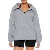 imageREORIA Womens Oversized Sweatshirts Fleece V Neck Pullover Tops Casual Comfy Fall Trendy Clothes 2024Light Grey
