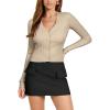 imageREORIA Womens Trendy V Neck Open Front Lightweight Button Down Knit Cardigan Long Sleeve Cropped Sweaters Fall OutfitsLight Apricot