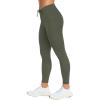 imageREORIA Workout Leggings for Women 25 Inches  High Waisted 78 Adjustable Drawstring Stretchy Yoga PantsGray Green