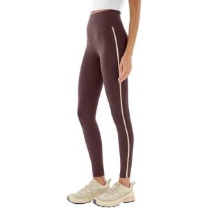 imageREORIA Striped High Waist Yoga Pants Women Workout Leggings for Women Tummy ControlDark Coffee