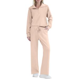 imageREORIA Women 2 Piece Outfits Fall Sweatsuit Oversized Sweatshirt Sweatpants Tracksuit Sweat Lounge Basic Matching Set 2024Pristine