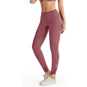 imageREORIA Womens Fashion Trendy Ankle Twist Knot Full Length Yoga Pants Stretchy Workout Lounge Legging 28Red Bean Paste