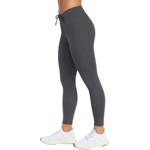 imageREORIA Workout Leggings for Women 25 Inches  High Waisted 78 Adjustable Drawstring Stretchy Yoga PantsDeep Grey