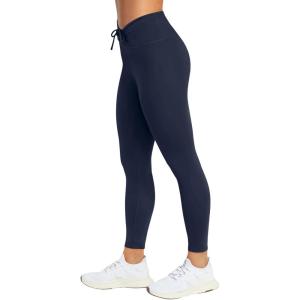 imageREORIA Workout Leggings for Women 25 Inches  High Waisted 78 Adjustable Drawstring Stretchy Yoga PantsNavy Blue