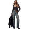 imageREORIA Double Lined Shirts for Women 2024 Fall Fashion Square Neck Basics Y2K Tops Layering Slim Fitted TopBlack