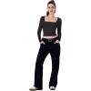 imageREORIA Double Lined Shirts for Women 2024 Fall Fashion Square Neck Basics Y2K Tops Layering Slim Fitted TopBlack