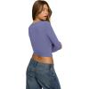imageREORIA Double Lined Shirts for Women 2024 Fall Fashion Square Neck Basics Y2K Tops Layering Slim Fitted TopBlue Nova
