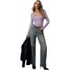 imageREORIA Double Lined Shirts for Women 2024 Fall Fashion Square Neck Basics Y2K Tops Layering Slim Fitted TopHazy Lilac