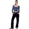 imageREORIA Double Lined Shirts for Women 2024 Fall Fashion Square Neck Basics Y2K Tops Layering Slim Fitted TopStarry Blue