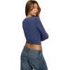 imageREORIA Double Lined Shirts for Women 2024 Fall Fashion Square Neck Basics Y2K Tops Layering Slim Fitted TopStarry Blue