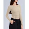 imageREORIA Long Sleeve Shirts for Women 2024 Fall Fashion Round Neck Basics Y2K Tops Layering Slim Fitted TopApricot