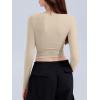 imageREORIA Long Sleeve Shirts for Women 2024 Fall Fashion Round Neck Basics Y2K Tops Layering Slim Fitted TopApricot