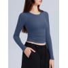 imageREORIA Long Sleeve Shirts for Women 2024 Fall Fashion Round Neck Basics Y2K Tops Layering Slim Fitted TopAzure Blue