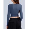 imageREORIA Long Sleeve Shirts for Women 2024 Fall Fashion Round Neck Basics Y2K Tops Layering Slim Fitted TopAzure Blue