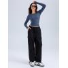 imageREORIA Long Sleeve Shirts for Women 2024 Fall Fashion Round Neck Basics Y2K Tops Layering Slim Fitted TopAzure Blue