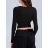 imageREORIA Long Sleeve Shirts for Women 2024 Fall Fashion Round Neck Basics Y2K Tops Layering Slim Fitted TopBlack
