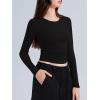 imageREORIA Long Sleeve Shirts for Women 2024 Fall Fashion Round Neck Basics Y2K Tops Layering Slim Fitted TopBlack
