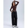 imageREORIA Long Sleeve Shirts for Women 2024 Fall Fashion Round Neck Basics Y2K Tops Layering Slim Fitted TopCocoa