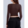 imageREORIA Long Sleeve Shirts for Women 2024 Fall Fashion Round Neck Basics Y2K Tops Layering Slim Fitted TopCocoa