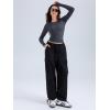 imageREORIA Long Sleeve Shirts for Women 2024 Fall Fashion Round Neck Basics Y2K Tops Layering Slim Fitted TopDeep Grey