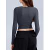 imageREORIA Long Sleeve Shirts for Women 2024 Fall Fashion Round Neck Basics Y2K Tops Layering Slim Fitted TopDeep Grey