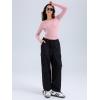 imageREORIA Long Sleeve Shirts for Women 2024 Fall Fashion Round Neck Basics Y2K Tops Layering Slim Fitted TopLight Pink