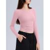 imageREORIA Long Sleeve Shirts for Women 2024 Fall Fashion Round Neck Basics Y2K Tops Layering Slim Fitted TopLight Pink