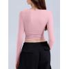 imageREORIA Long Sleeve Shirts for Women 2024 Fall Fashion Round Neck Basics Y2K Tops Layering Slim Fitted TopLight Pink