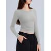imageREORIA Long Sleeve Shirts for Women 2024 Fall Fashion Round Neck Basics Y2K Tops Layering Slim Fitted TopLinght Grey
