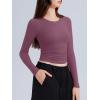 imageREORIA Long Sleeve Shirts for Women 2024 Fall Fashion Round Neck Basics Y2K Tops Layering Slim Fitted TopMasala