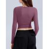 imageREORIA Long Sleeve Shirts for Women 2024 Fall Fashion Round Neck Basics Y2K Tops Layering Slim Fitted TopMasala