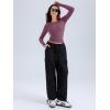 imageREORIA Long Sleeve Shirts for Women 2024 Fall Fashion Round Neck Basics Y2K Tops Layering Slim Fitted TopMasala