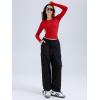 imageREORIA Long Sleeve Shirts for Women 2024 Fall Fashion Round Neck Basics Y2K Tops Layering Slim Fitted TopRed