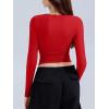 imageREORIA Long Sleeve Shirts for Women 2024 Fall Fashion Round Neck Basics Y2K Tops Layering Slim Fitted TopRed